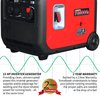 Tomahawk Power Portable and Inverter Generator, Gasoline, 5,000 W Rated, 5,500 W Surge, 120V AC, 30/20 A TG5500i